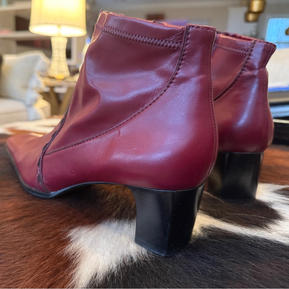FRANCO SARTO BURGUNDY LEATHER BOOTIES - SZ 11 - Picture 3 of 8